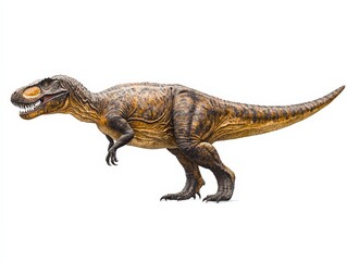 Obraz premium Tyrannosaurus dinosaur, triassic period, mesozoic era, cretaceous period, jurassic period, isolated on white background
