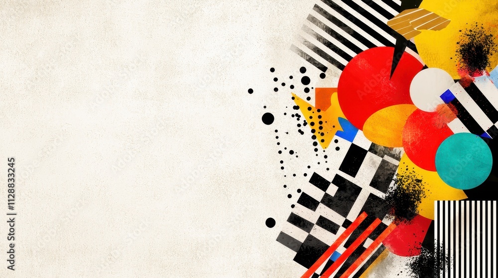 Poster abstract colorful shapes and patterns on a textured background