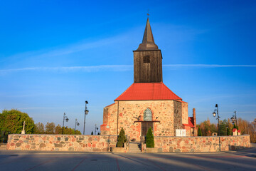A small church in an autumn landscape, Pregowo. Poland