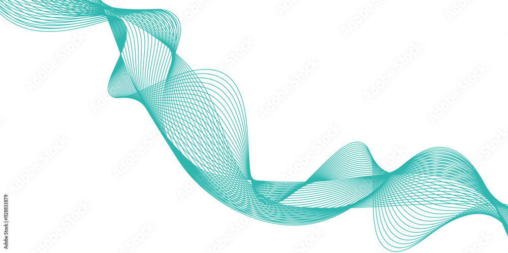 Poster abstract vector background with green wavy lines. green wave background. design element for technolo