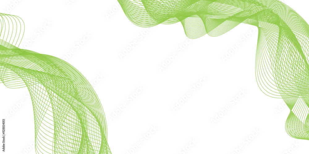 Poster abstract vector background with green wavy lines. green wave background. design element for technolo