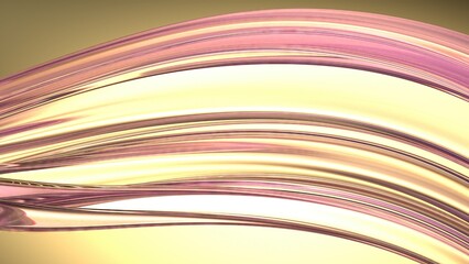 Fresh transparent yellow and purple modern delicate curves, elegant and modern 3D rendering abstract background.