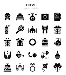 Set of Love Icons Glyph icons collection.