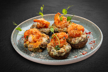 Stuffed Mushrooms with Baked Shrimp: A Hot Banquet Appetizer