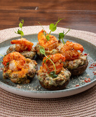 Stuffed Mushrooms with Baked Shrimp: A Hot Banquet Appetizer