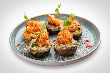 Stuffed Mushrooms with Baked Shrimp: A Hot Banquet Appetizer