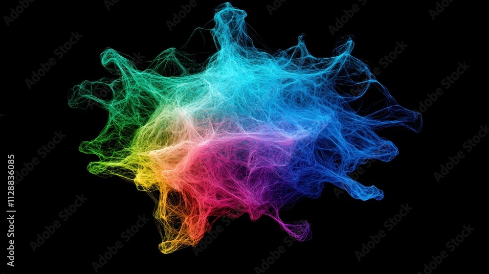 Aufkleber glowing abstract network visualization in vibrant colors on a dark background