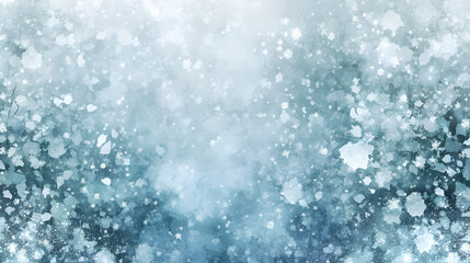 Abstract winter background with falling snowflakes and icy blue watercolor textures. Perfect for Christmas, holiday, or winter-themed designs.