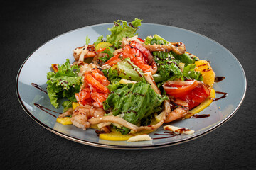 Di Mare salad: A refreshing mix of vegetables, herbs, and seafood, offering a taste of the Mediterranean sea.