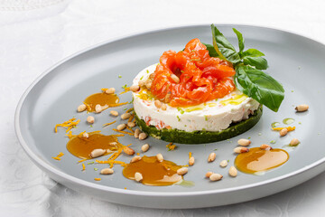 A salmon and spinach cheesecake