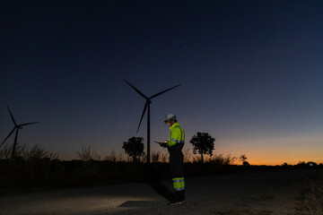 Survey Team Alternative energy for future at night for inspector safety.  Engineers survey and...