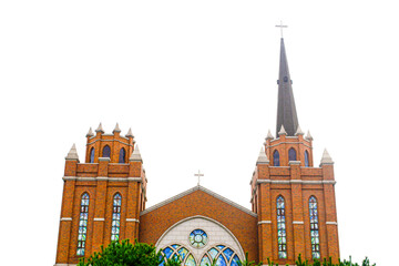 Gothic-style church in suwon, korea. isolate on transparent background.