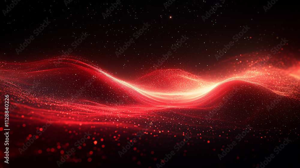 Wall mural abstract geometric lines in red on a black background