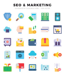 SEO & MARKETING icons set. Vector illustration.