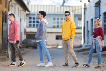 Group of young adults having fun outdoors