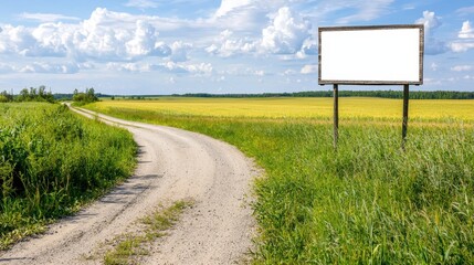 Empty Road Next to Rice Field Under Blue Sky with White Clouds