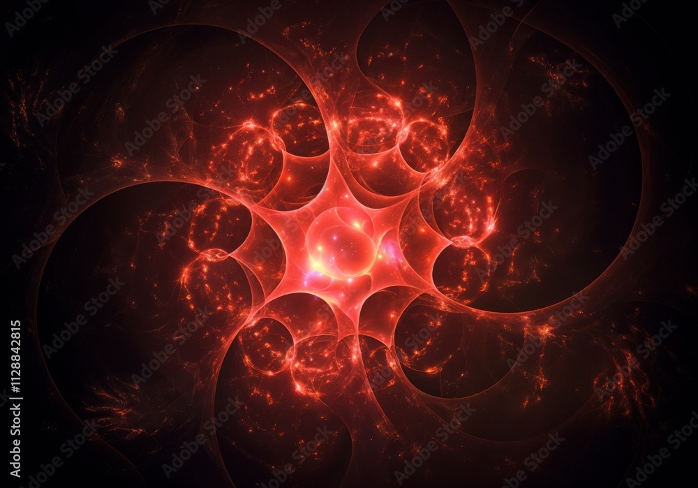 Poster digital mindscape: intricate neural network in glowing