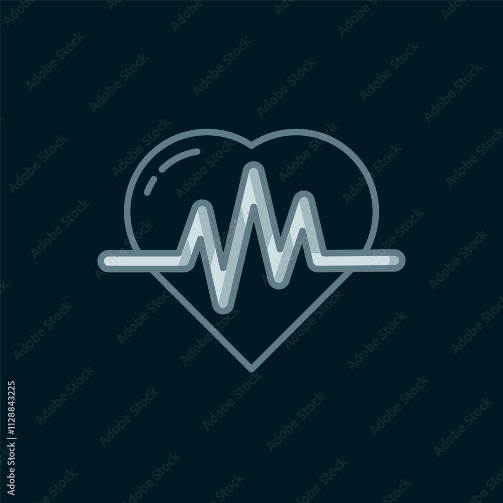 Poster line heart rate icon isolated on black background. heartbeat sign. heart pulse icon. cardiogram icon