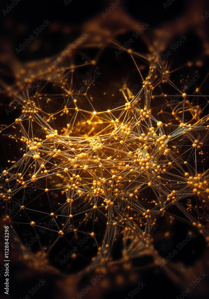 Poster digital mindscape: intricate neural network in glowing