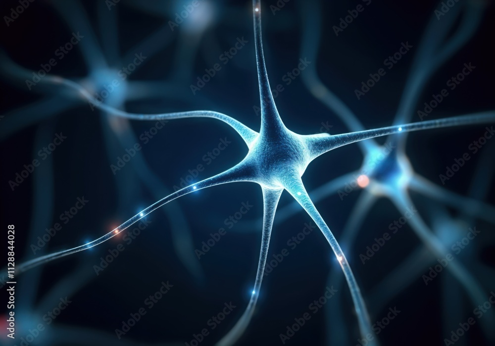Poster digital mindscape: intricate neural network in glowing