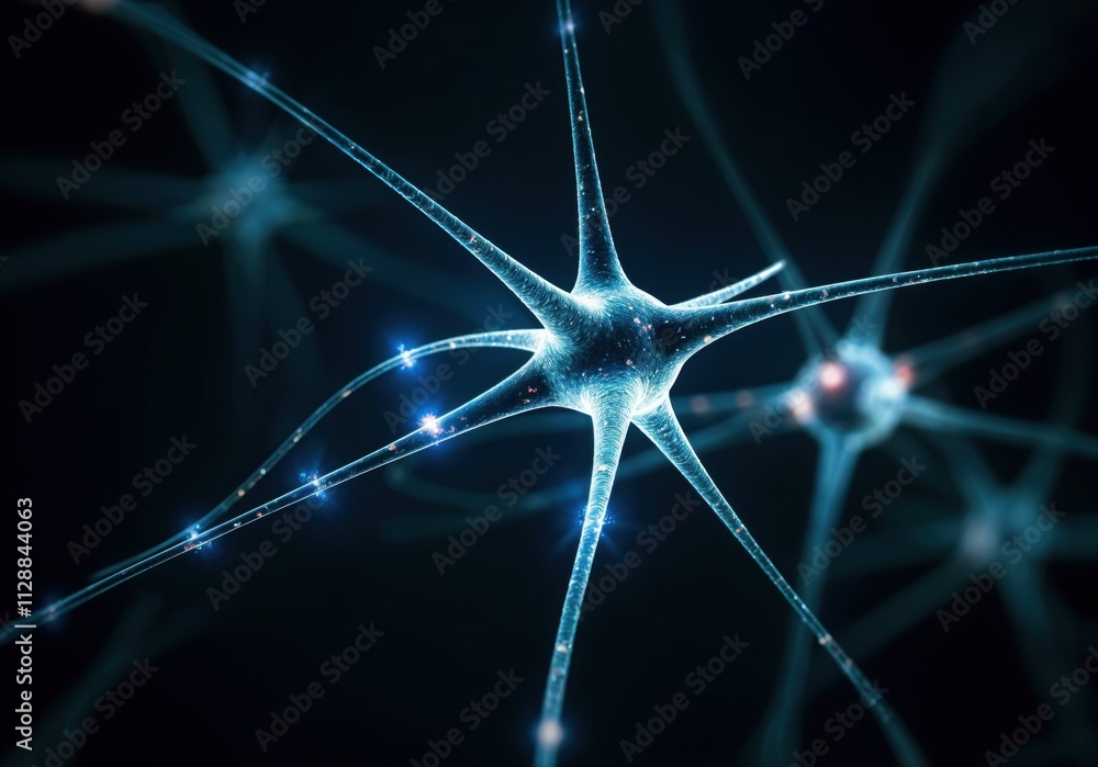 Poster digital mindscape: intricate neural network in glowing
