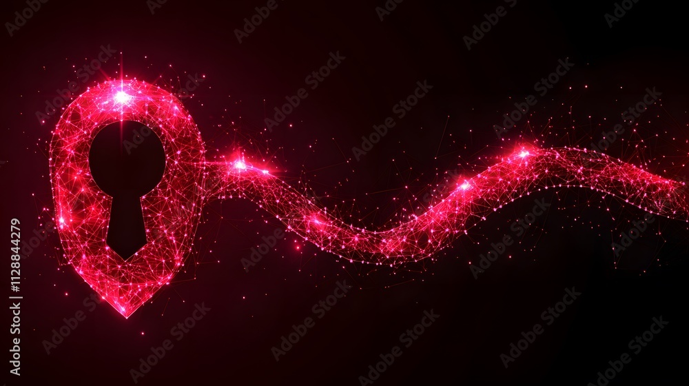 Poster glowing keyhole and particle trail.
