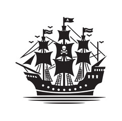 Pirate ship Silhouette vector illustration