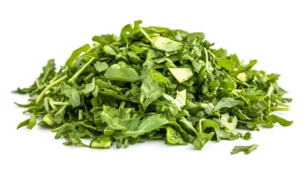 Obraz premium Chopped Arugula isolated in white background