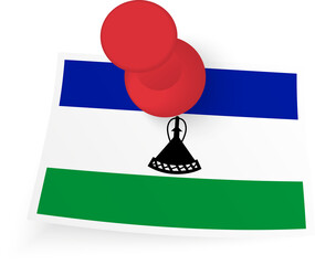 Lesotho Flag with Red Push Pin