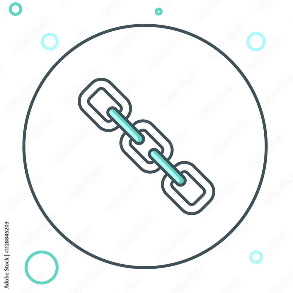 Poster line chain link icon isolated on white background. link single. hyperlink chain symbol. colorful out
