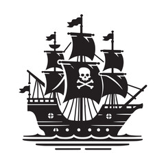 Pirate ship Silhouette vector illustration