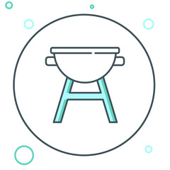 Line Barbecue grill icon isolated on white background. BBQ grill party. Colorful outline concept. Vector