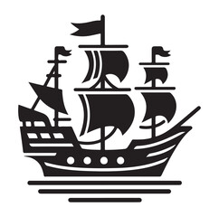 Pirate ship Silhouette vector illustration