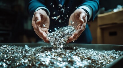 Manager reviewing sorting processes during operations focus on optimization surreal blend mode in a control room