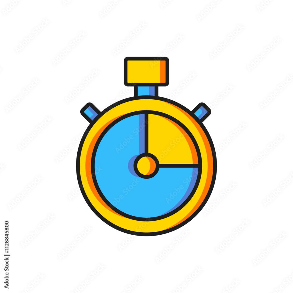 Poster color stopwatch icon isolated on white background. time timer sign. chronometer sign. flat filled ou