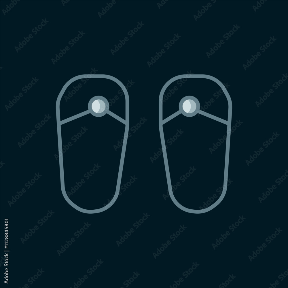 Poster line flip flops icon isolated on black background. beach slippers sign. flat filled outline style wi