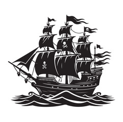 Pirate ship Silhouette vector illustration