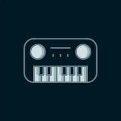 Line Toy piano icon isolated on black background. Children toy. Flat filled outline style with shadow. Vector