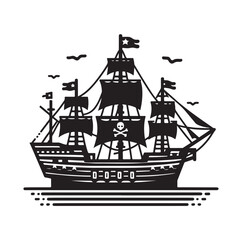 Pirate ship Silhouette vector illustration