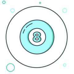 Line Billiard pool snooker ball icon isolated on white background. Colorful outline concept. Vector