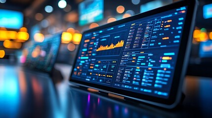 Digital map of a warehouse layout on a tablet selective focus precise navigation futuristic Double exposure in a control room