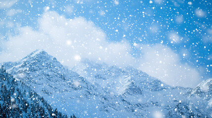 A breathtaking flurry of snowflakes swirling around a mountain peak.