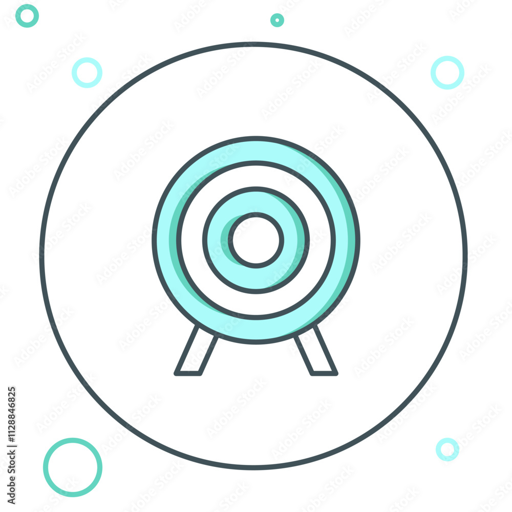 Poster line target sport icon isolated on white background. clean target with numbers for shooting range or
