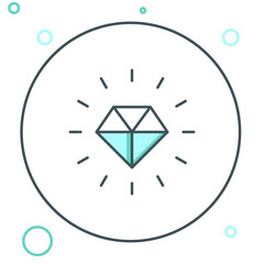 Line Diamond icon isolated on white background. Jewelry symbol. Gem stone. Colorful outline concept. Vector
