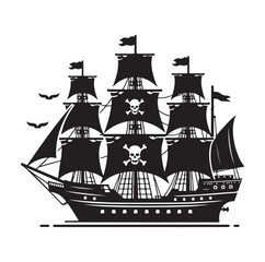 Pirate ship Silhouette vector illustration