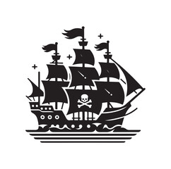 Pirate ship Silhouette vector illustration