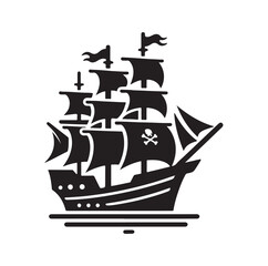 Pirate ship Silhouette vector illustration