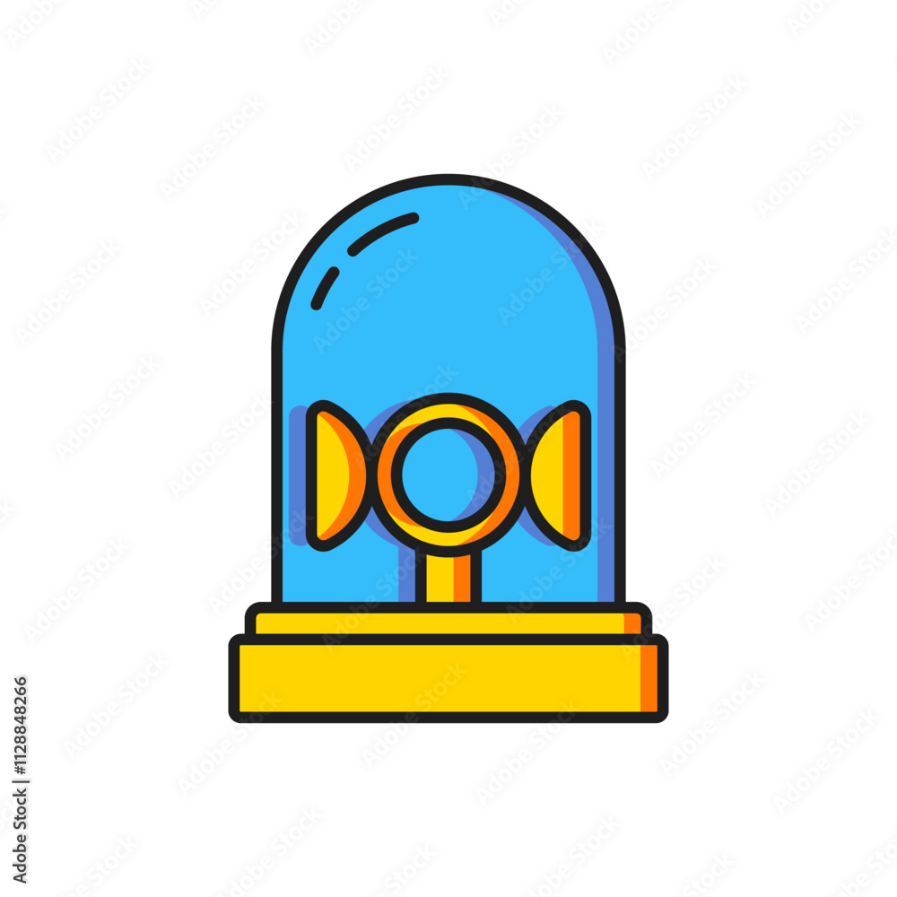 Poster color flasher siren icon isolated on white background. emergency flashing siren. flat filled outline
