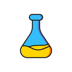 Color Test tube and flask icon isolated on white background. Chemical laboratory test. Laboratory glassware. Flat filled outline style with shadow. Vector