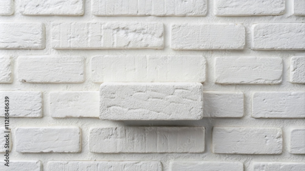 Aufkleber close-up of a textured white brick in minimalist style showcasing natural patterns and subtle shadow